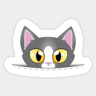 3D effect peeping cat from pocket - Pop up from pouch chibi pet, animal lover gift Sticker